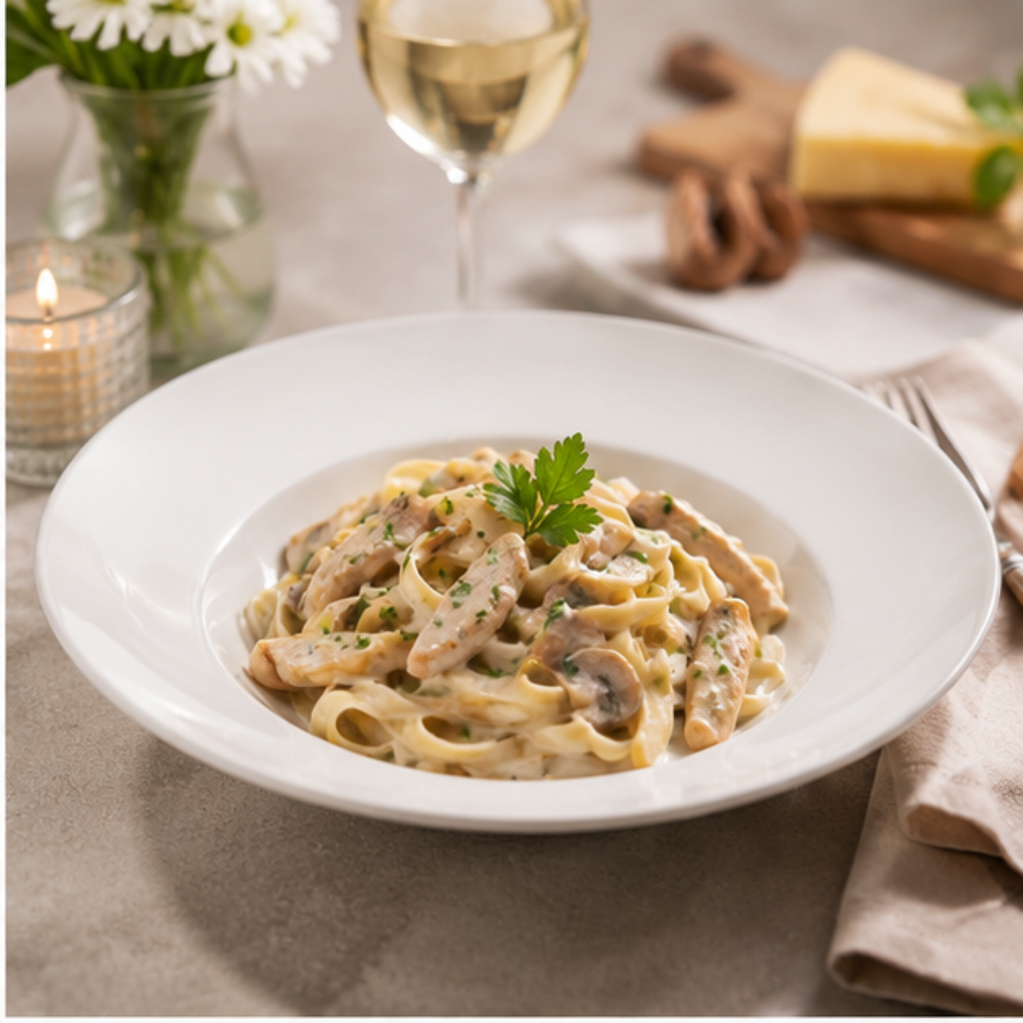 Pasta Plates Set of 2, 30cm White Porcelain Wide Rim Pasta Bowls