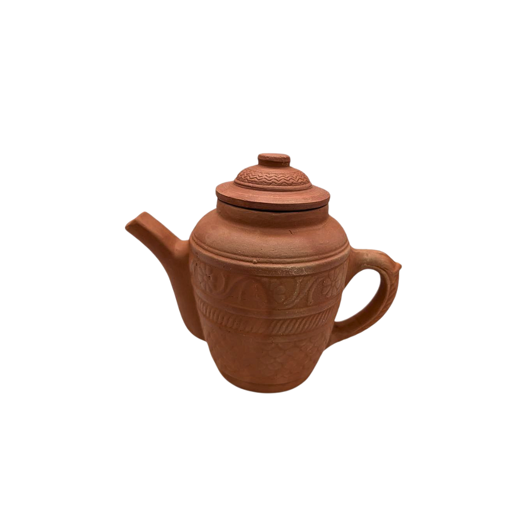 Handcrafted Clay Teapot Set with 6 Teacups & Saucers – Artisan-Made, Natural Elegance