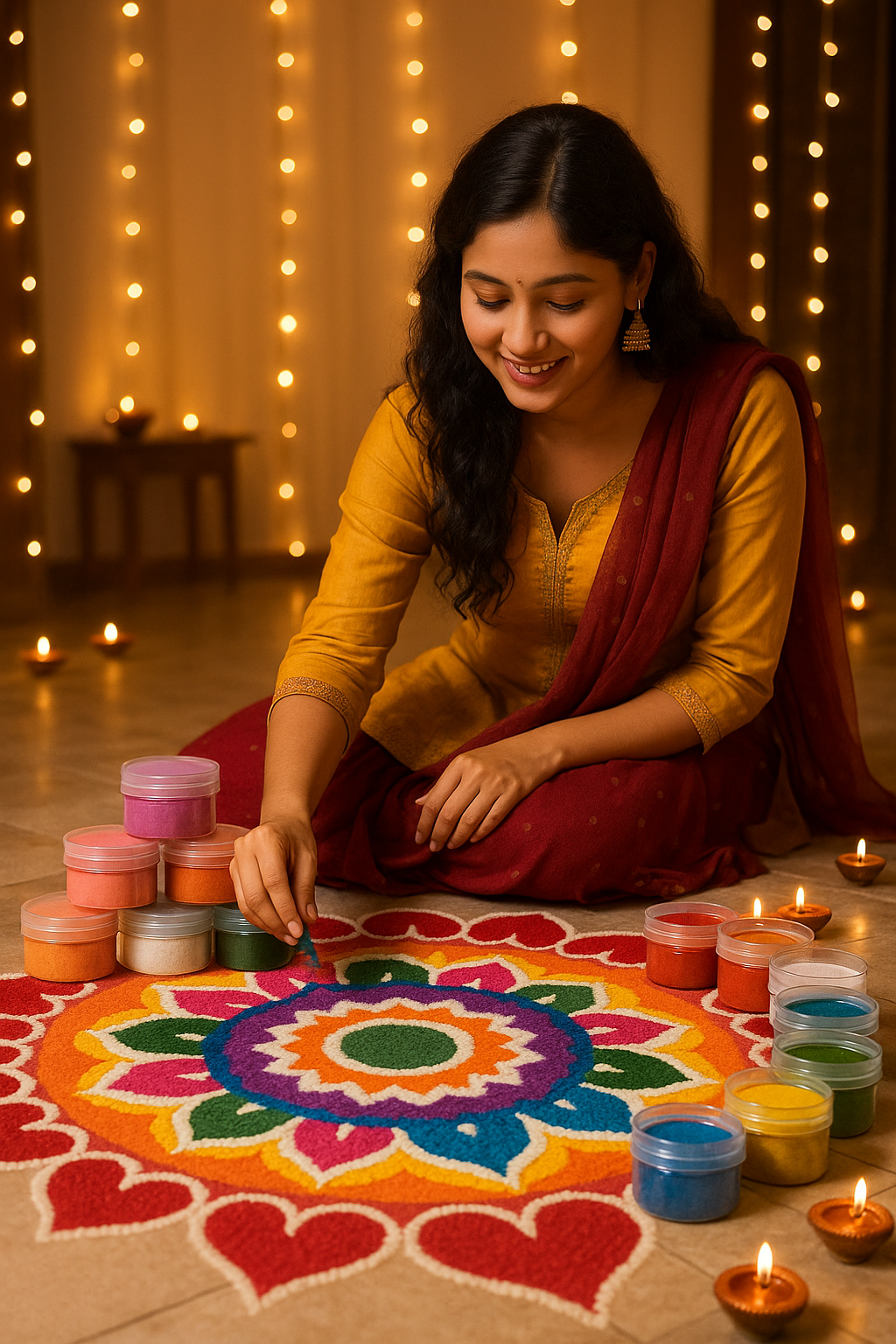 Festival Rangoli Powder Kit 12 Colours 100g Each for Diwali Puja Home Decor