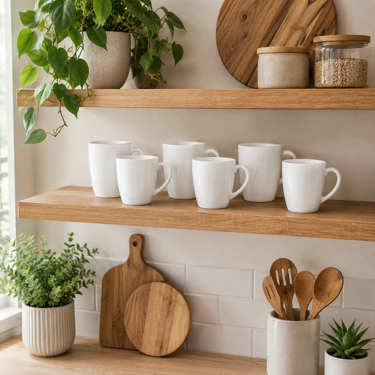 Set of 6 White Porcelain Coffee Tea Mugs 32cl 10¾oz Latte Cappuccino Hot Drink
