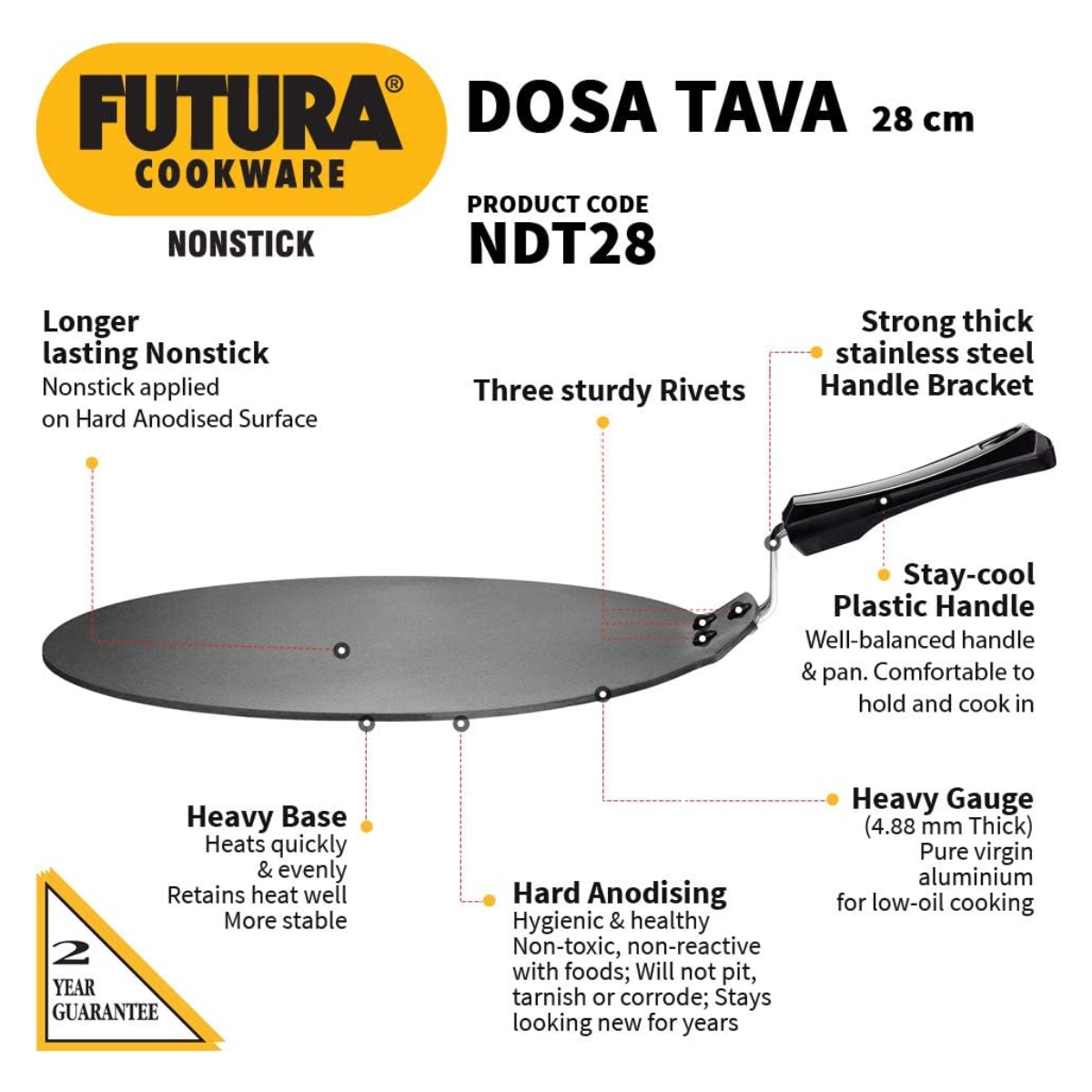 Hawkins Futura Non-Stick Flat Dosa Tava Griddle – 28 cm