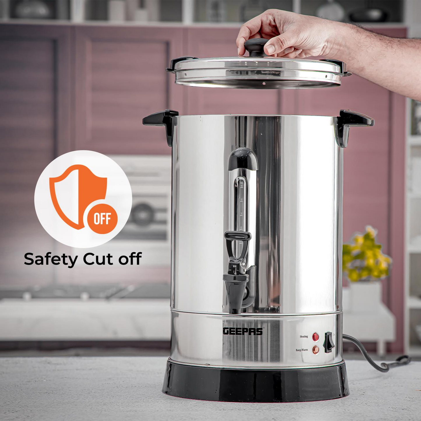 Geepas 10L Stainless Steel Electric Tea Urn and Water Boiler