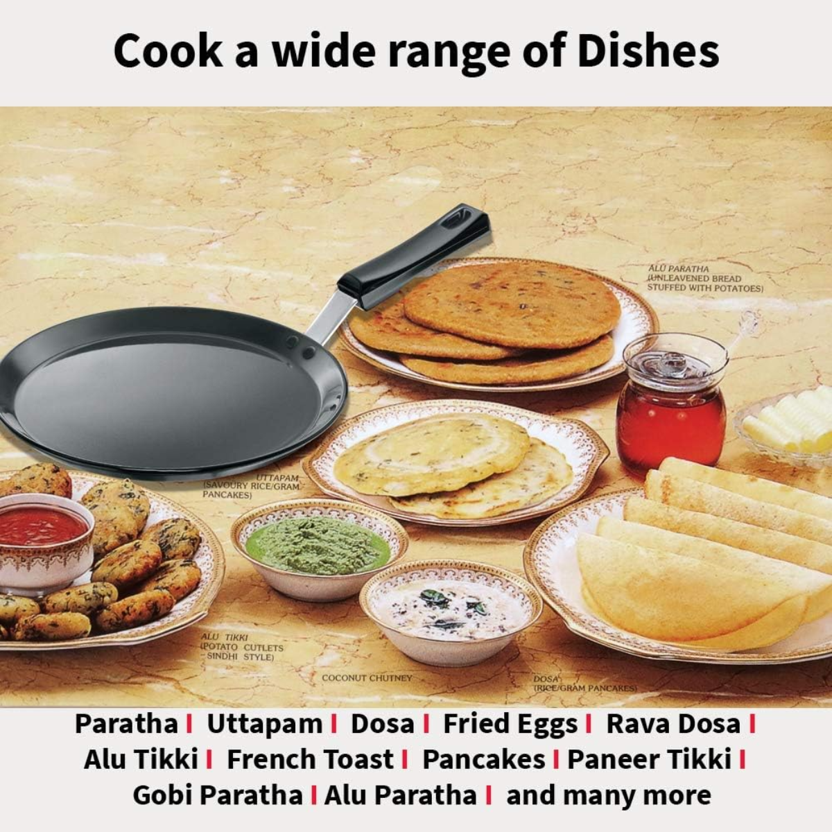 Hawkins Futura Nonstick Flat Tava with Plastic Handle – 30cm