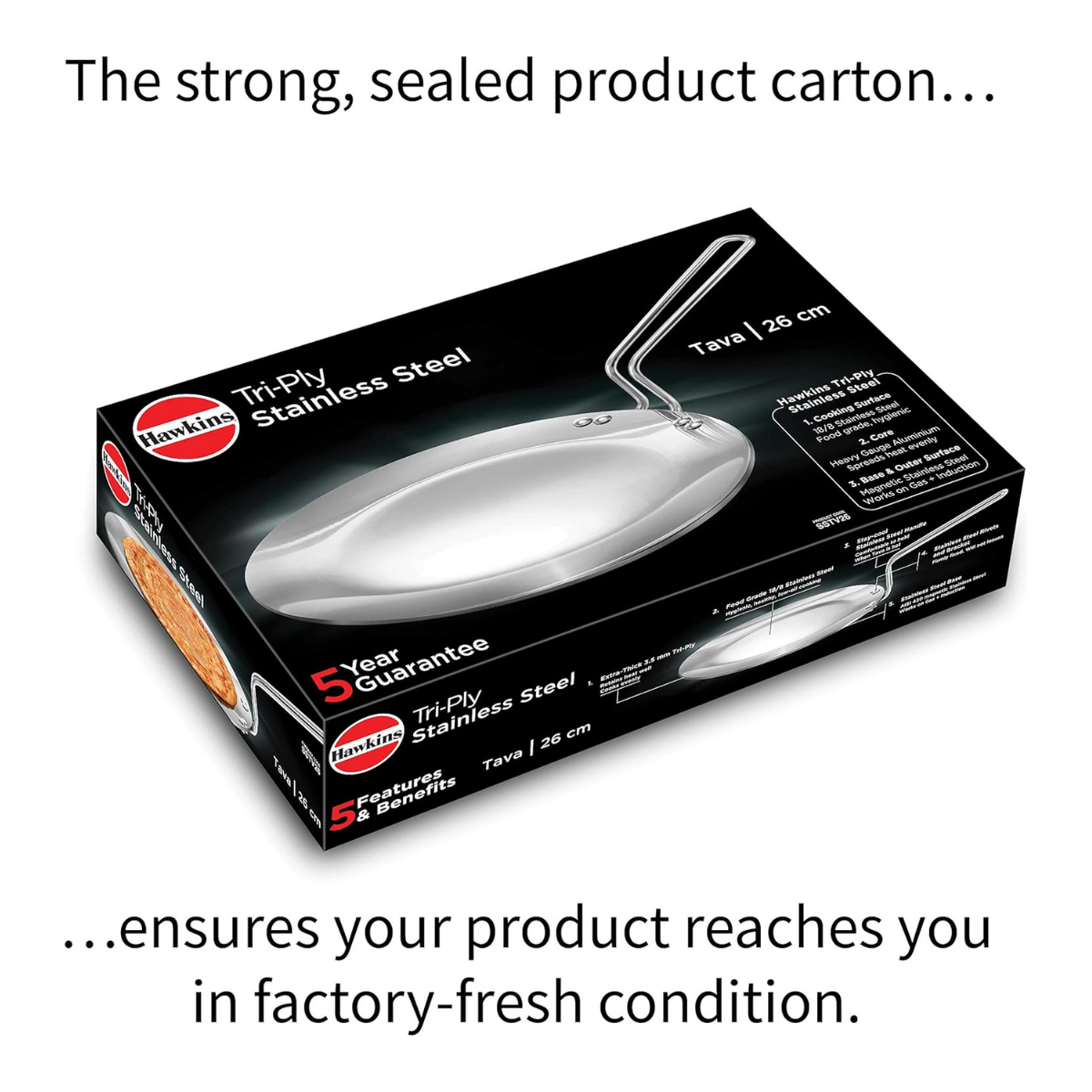 Hawkins Tri-Ply Stainless Steel Tawa – 26cm