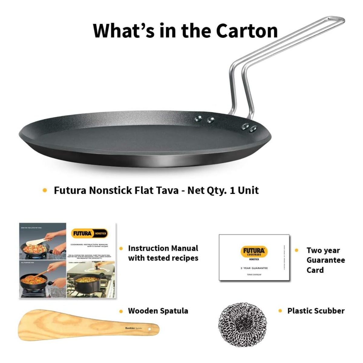 Hawkins Futura Non-Stick Flat Tava with Induction Compatibility – 30 cm