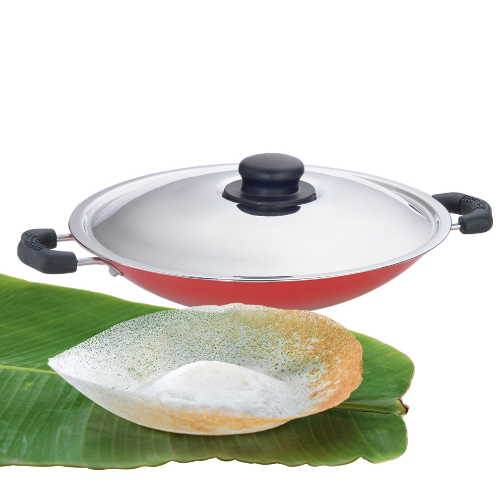 C&S Homestore Non Stick Appam Pan with Lid | Durable Cookware for Appam, Curries, & Frying Dosa.