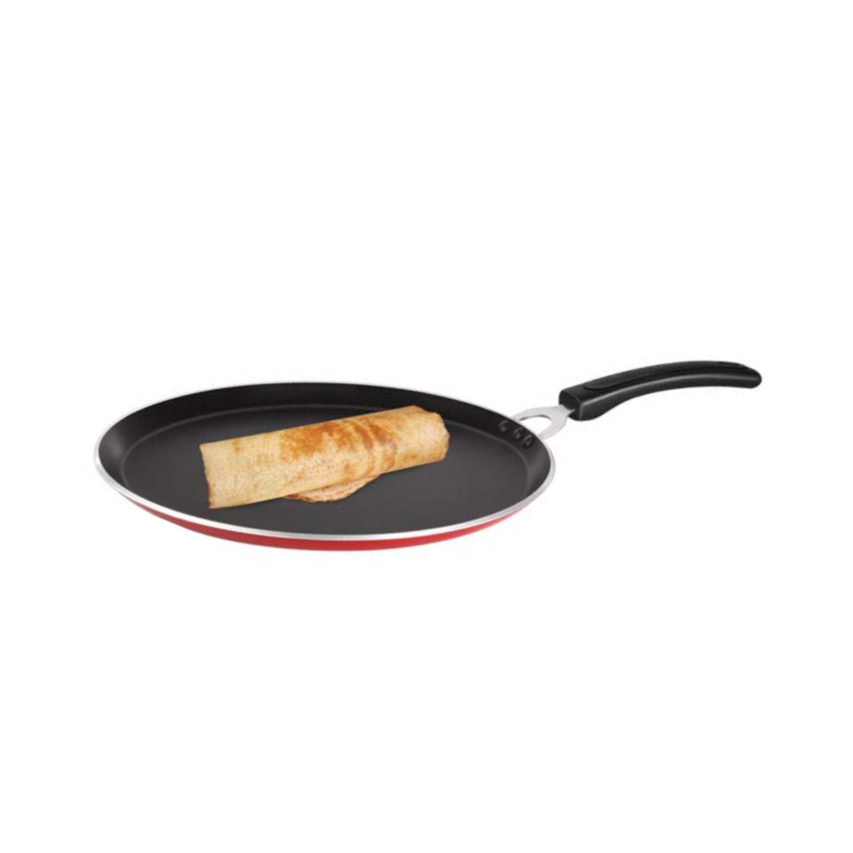 Premier Supreme Non-Stick Rimmed Chapati Tawa Pan – 24cm, Black/Red