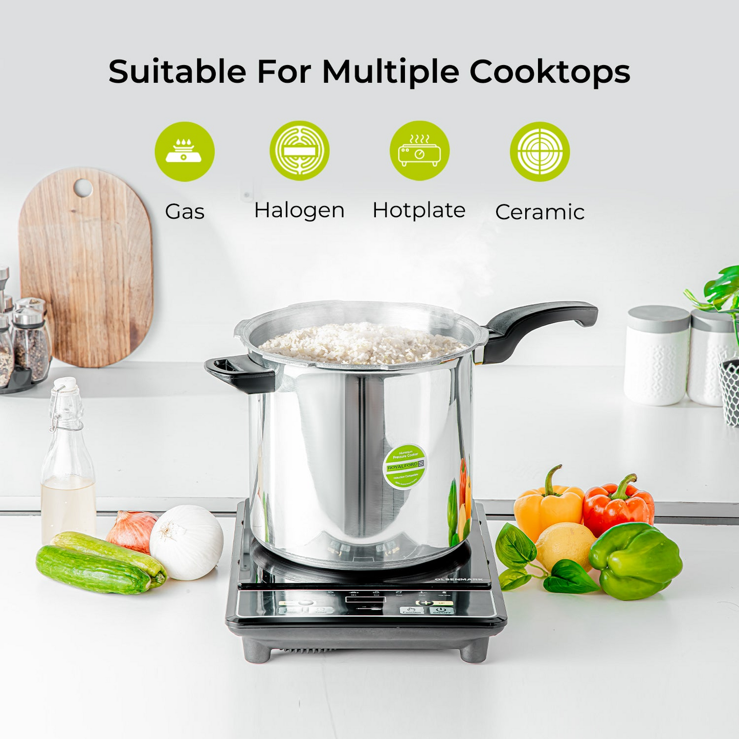 Royalford 12L Lightweight aluminium stovetop pressure cooker