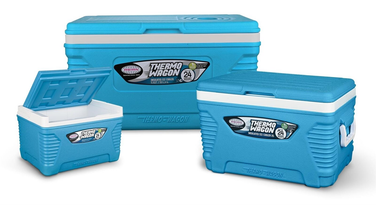 Royalford Blue insulated ice cooler box/chest comes in 3 sizes to choose from: 5L - 25L - 50L