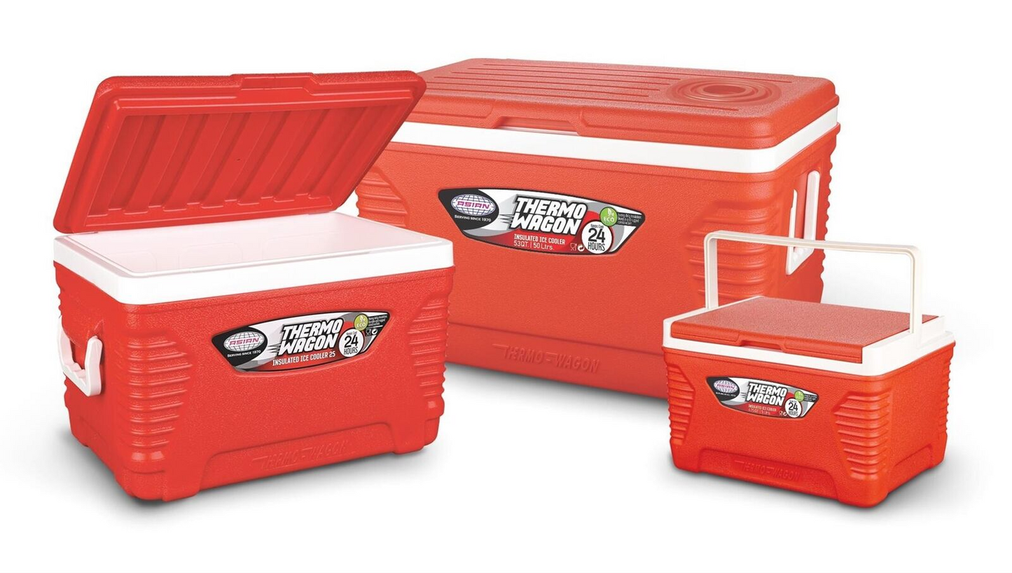 Royalford Red insulated ice cooler box/chest comes in 3 sizes to choose from: 5L - 25L - 50L