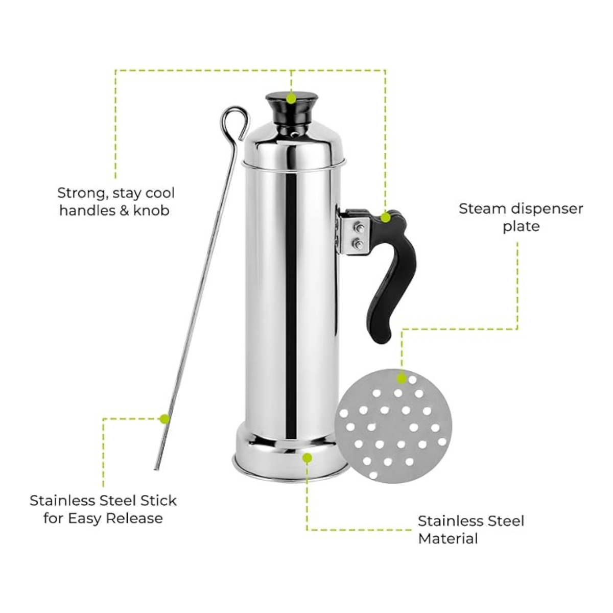 Royalford Stainless Steel Puttu maker | Pressure Rice Cake Puttu Kodam Maker