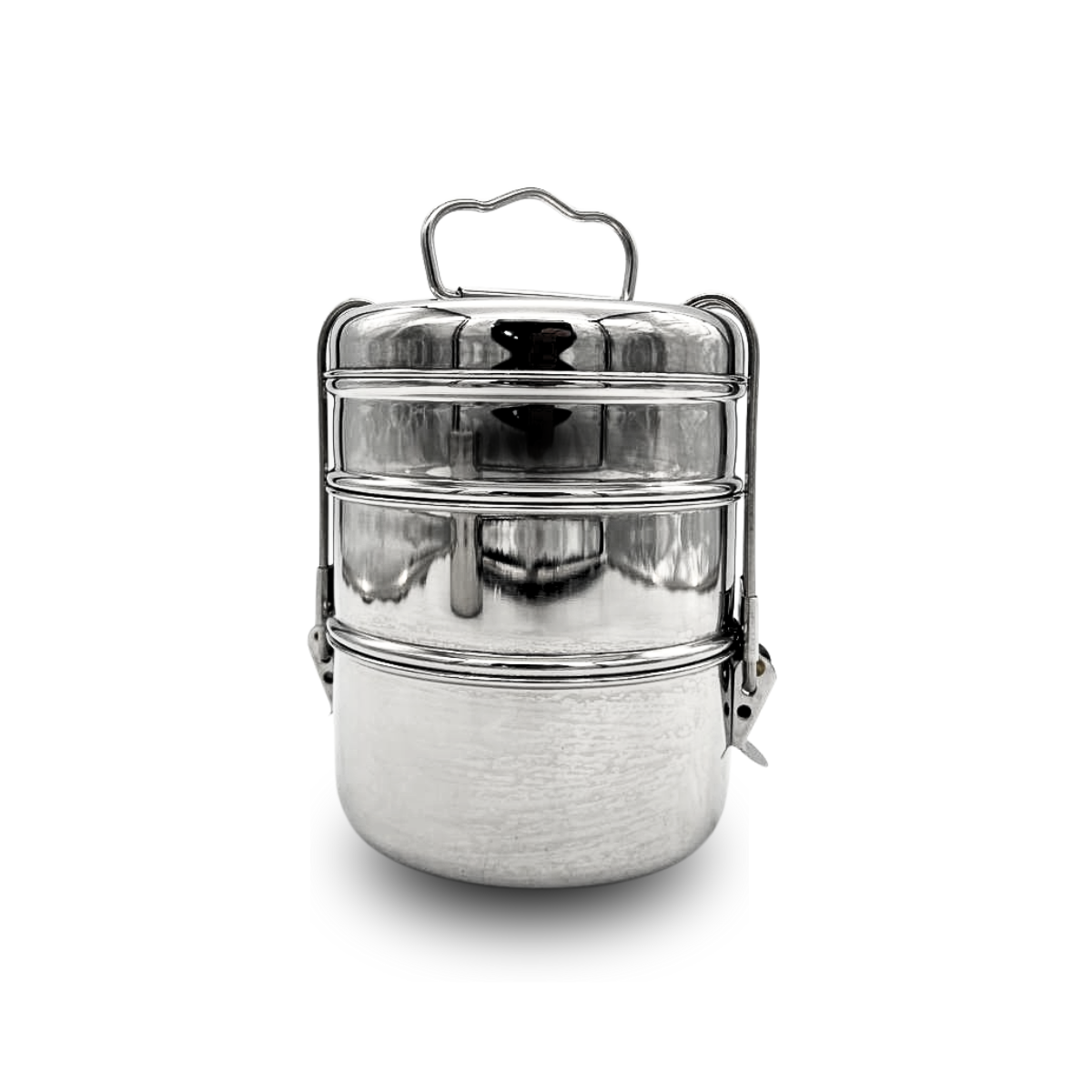 3-Tier Stainless Steel Tiffin Box - 12.5cm Diameter, 15.5cm Height