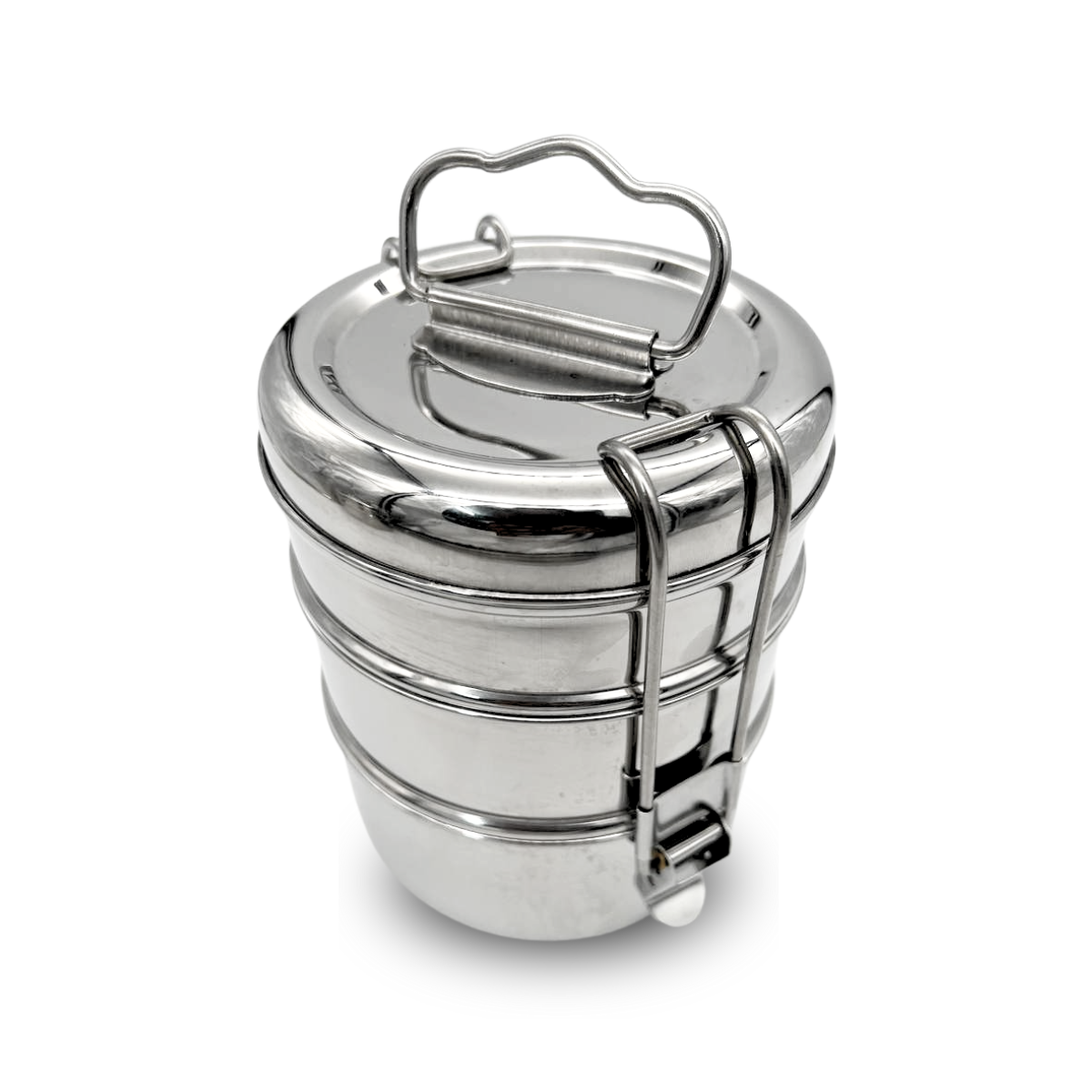 3-Tier Stainless Steel Tiffin Box - 12.5cm Diameter, 15.5cm Height