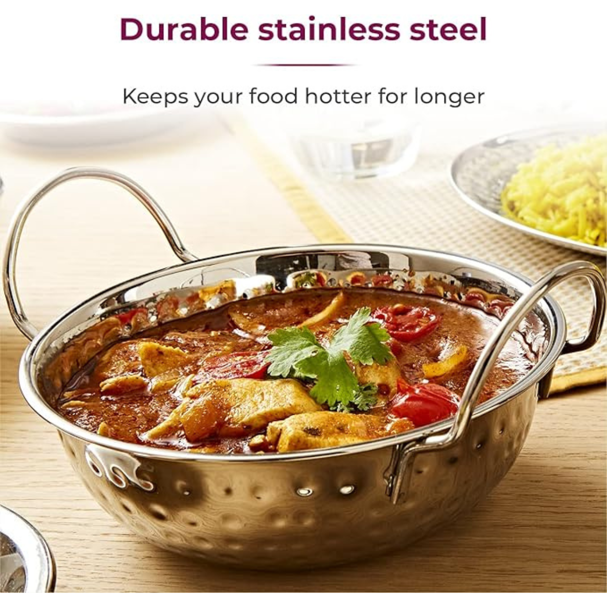 Tower 17 Piece Hammered Balti Set, Indian Feast, Spice Box, Rice tray, Naan Bread, Stainless Steel