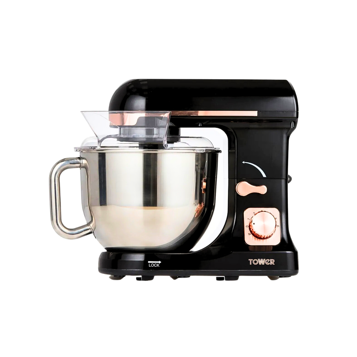 Tower 3-in-1 5L Stand Mixer with 6 Speeds and Pulse Setting, 1000W, Rose Gold