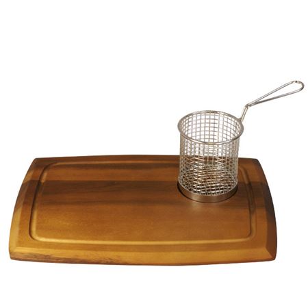 Acacia Wooden Serving Board with Circular Recess - 36x25cm