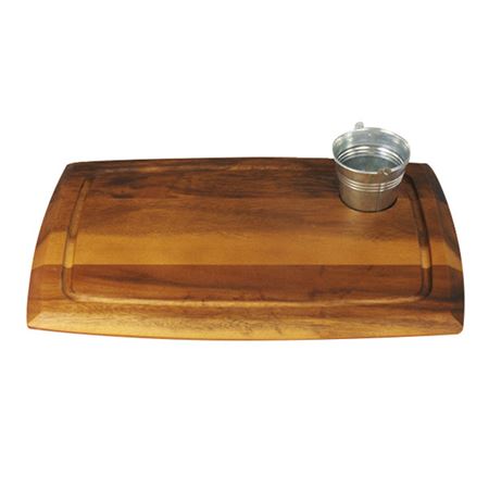 Acacia Wooden Serving Board Small Circular Recess - 36x25cm
