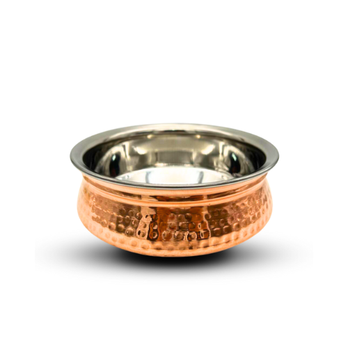 Large Copper and Stainless Steel Interior Serving Handi Bowl - 23CM