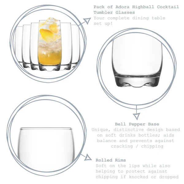 LAV Adora 390ml Highball Glasses - Set of 3