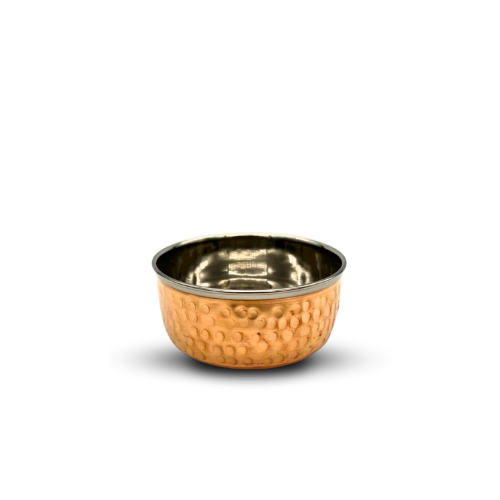 Traditional Hammered Small Stainless Steel and Copper Bowl