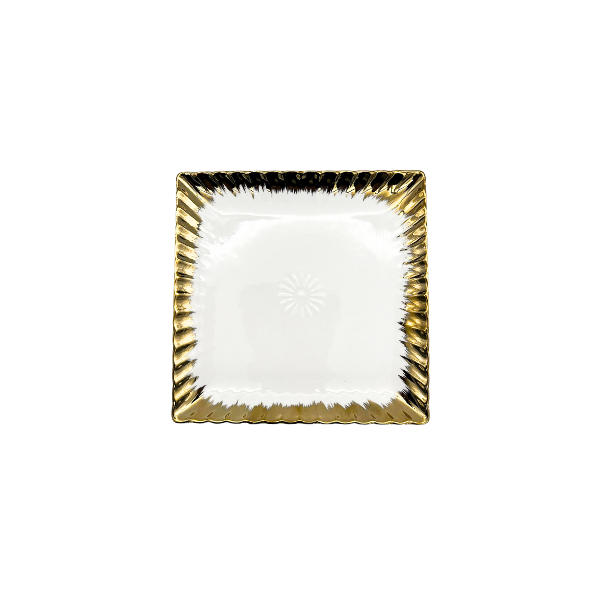 Strong White and Gold Crockery Small Square Plate 20CM