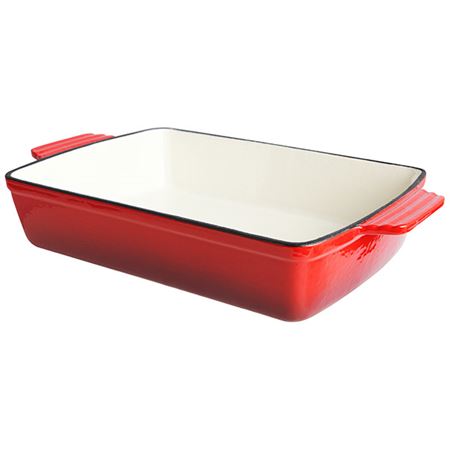 Red Cast Iron Rectangular Dish 28cm
