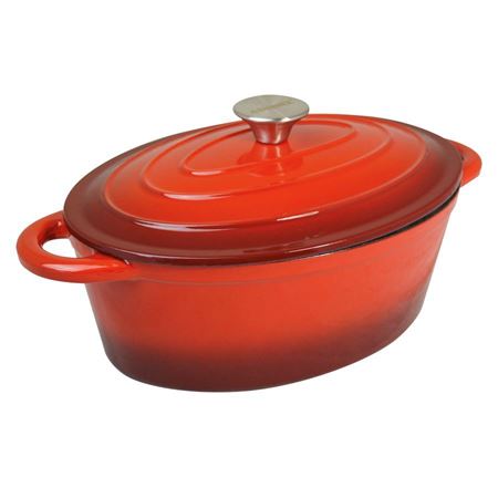 Red Cast Iron Oval Casserole 24cm