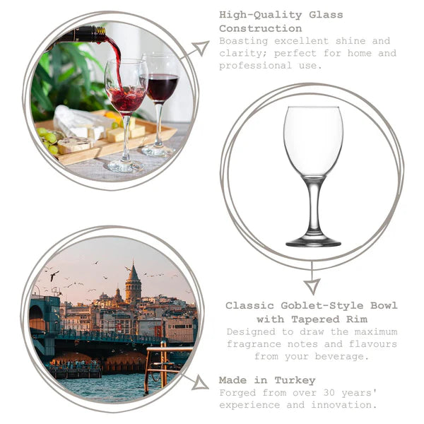 LAV Empire Wine Glasses 340ml – Pack of 6