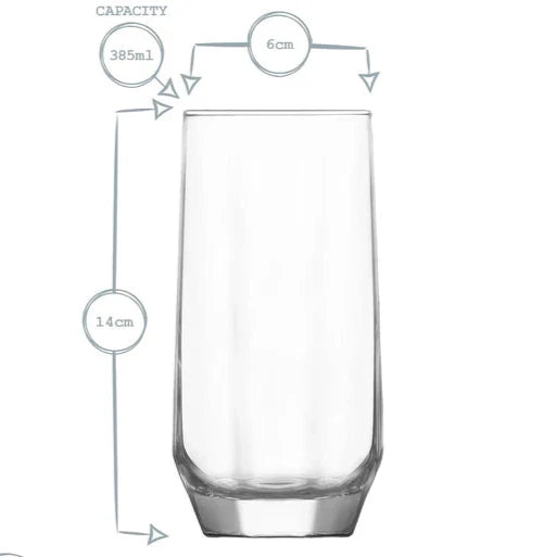 LAV Diamond Highball Glasses - 385ml - Set of 3