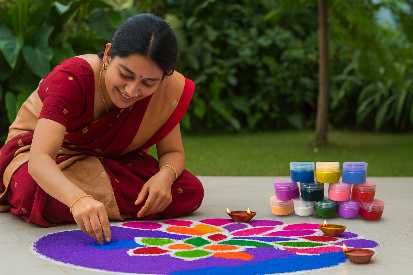 Festival Rangoli Powder Kit 12 Colours 100g Each for Diwali Puja Home Decor