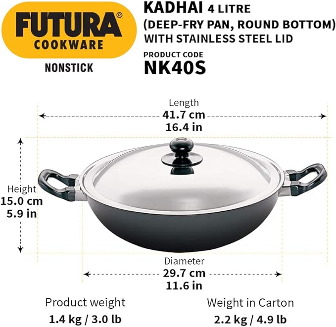 Futura Non-Stick Pan with Steel Lid - 30CM 4 Ltrs.