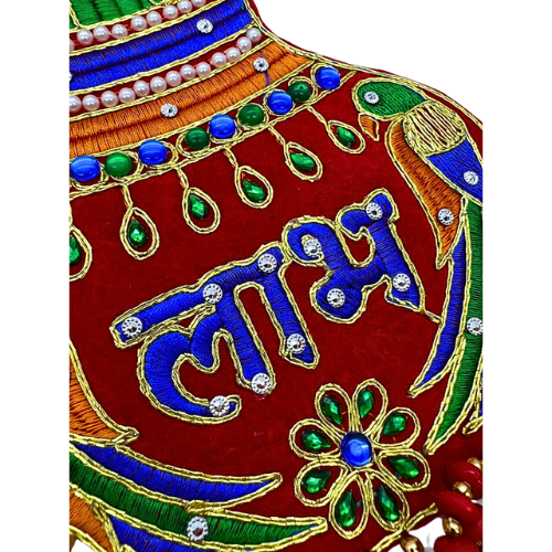 Diwali Decorations Double-Sided Toran with Shubh Labh and Wooden Parrot for Home Hanging Ornament