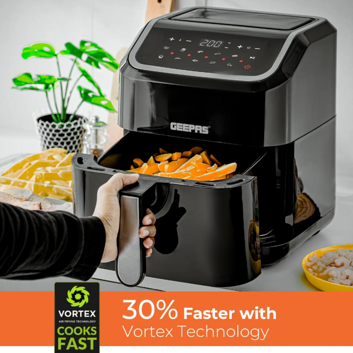 Geepas 10-In-1 Fast Cook Vortex Air Fryer 5L Air Fryer