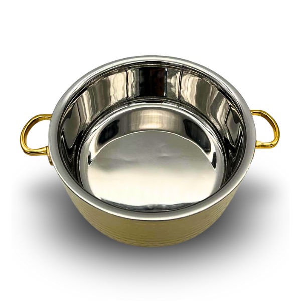 Hammered Gold and stainless steel Heavy duty Hot Pot