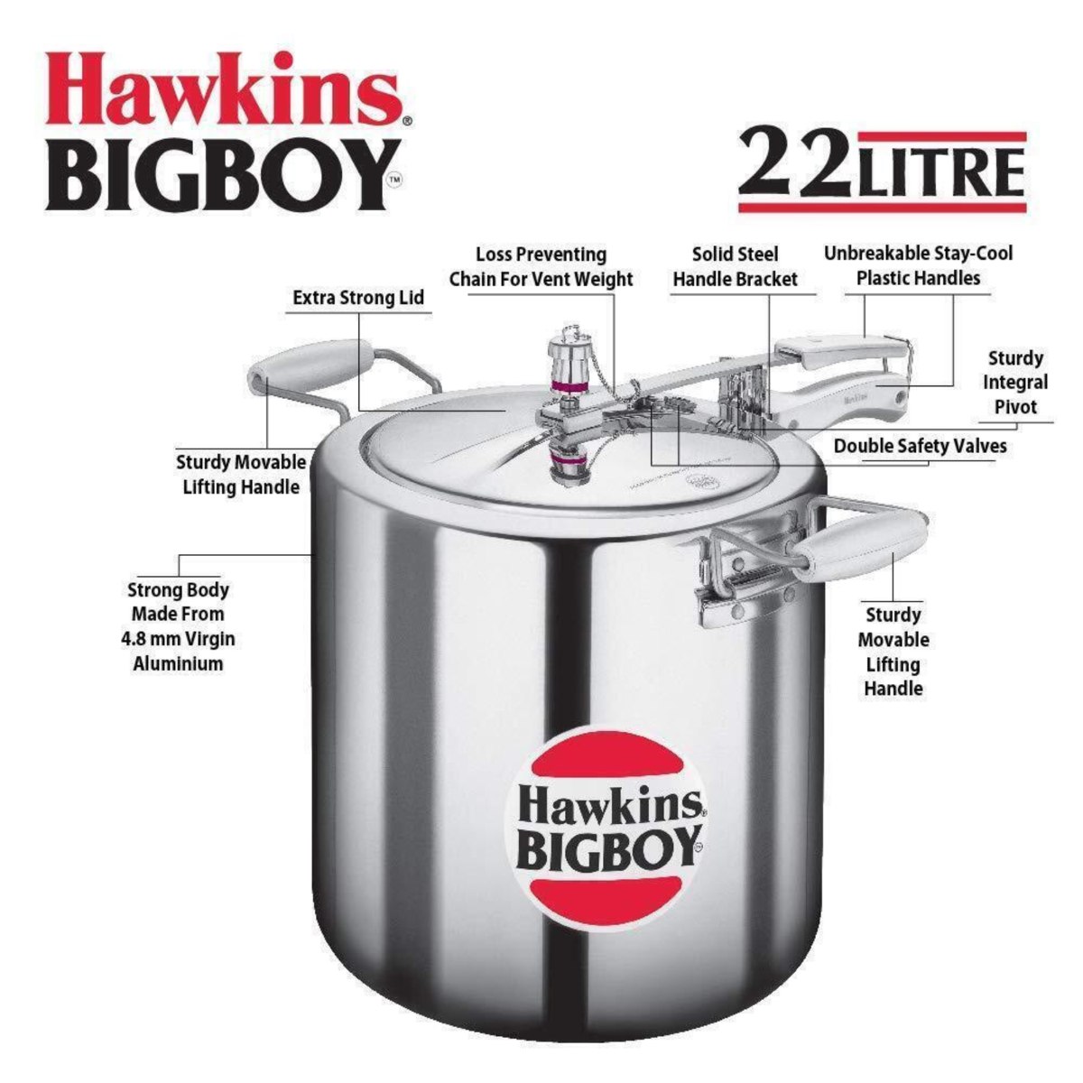 Hawkins Bigboy Extra Large Pressure Cooker - 22 Litre
