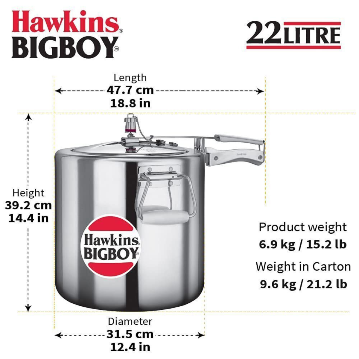 Hawkins Bigboy Extra Large Pressure Cooker - 22 Litre