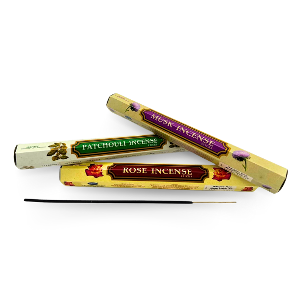 Pack of 3 Incense Sticks: Patchouli, Musk, and Rose