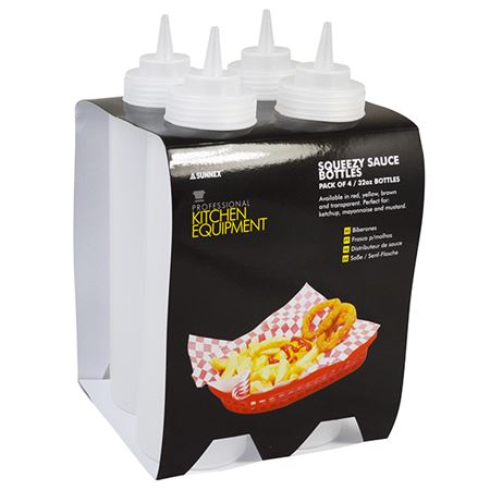 Sauce Bottle Clear 32 oz Pack 4
