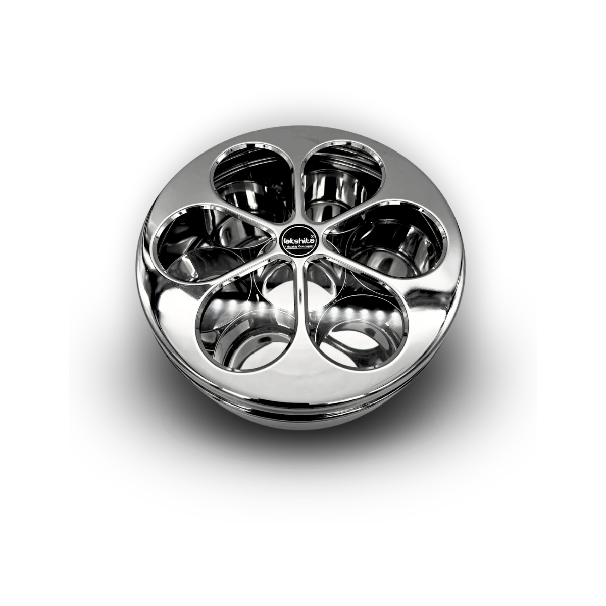 Stainless Steel Lakshita Masala Dabba with 7 bowls for spices with see through lid 20.5cm