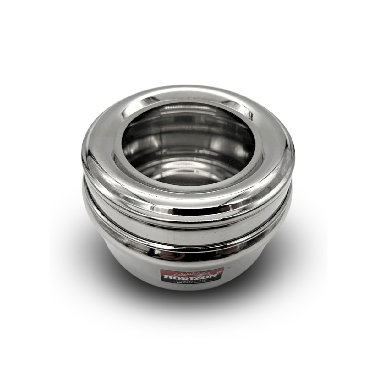 Masala Dabba - Stainless Steel Spice Box with See-Through Lid (11.5cm)
