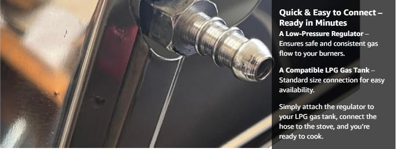 Gas Stove Stainless Steel Double Burner – Portable LPG Gas Cooker for Indoor Kitchen, Camping, Outdoor Cooking, Catering, and Food Stalls – Heavy Duty, Easy Clean, Compact Design