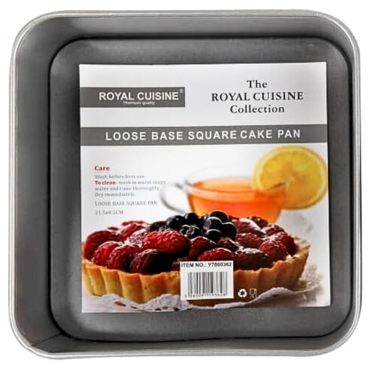 Royal Cuisine Non-Stick Cake Tin with Loose Base Carbon Steel Dark Grey in Square shape