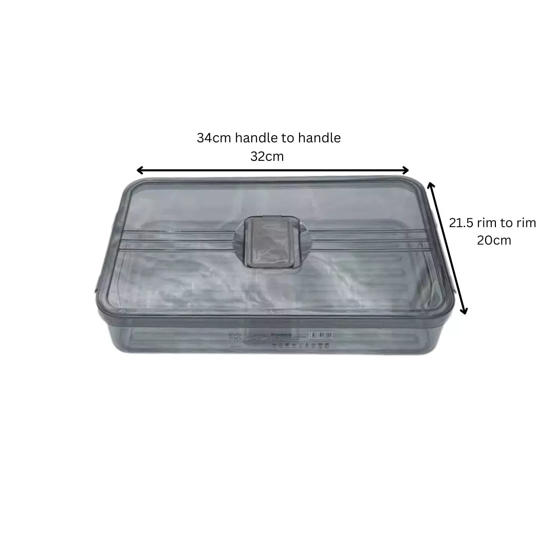 Plastic Smoked Frostora Handled Refrigerator Organizer food Storage Container