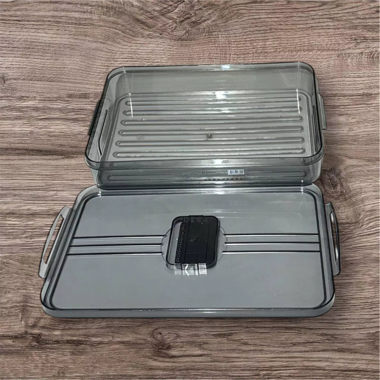 Plastic Smoked Frostora Handled Refrigerator Organizer food Storage Container