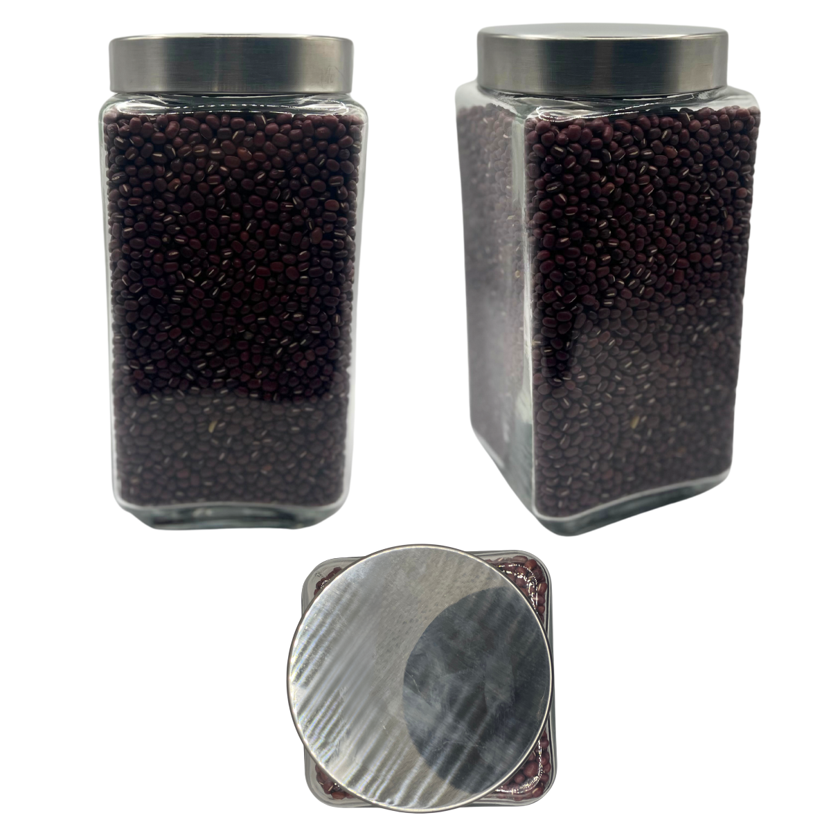 Square Glass Storage Jars Containers w/ Airtight Lid 1100ml, 1500ml,2000ml