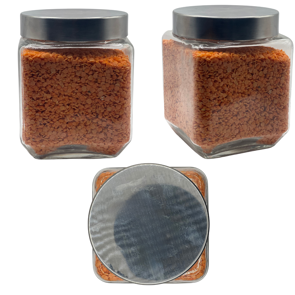 Square Glass Storage Jars Containers w/ Airtight Lid 1100ml, 1500ml,2000ml