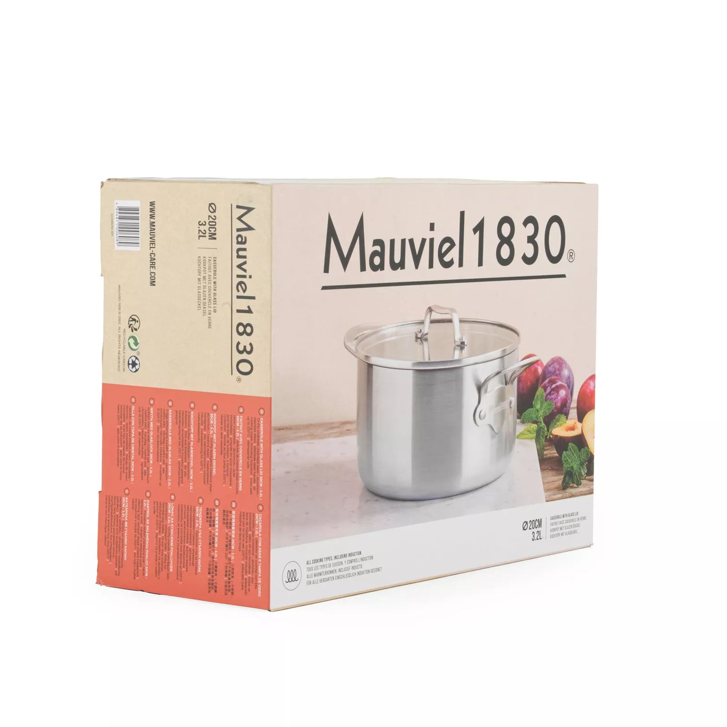 Mauviel 1830 Stainless Steel Casserole Pot, 3.2L - 20cm