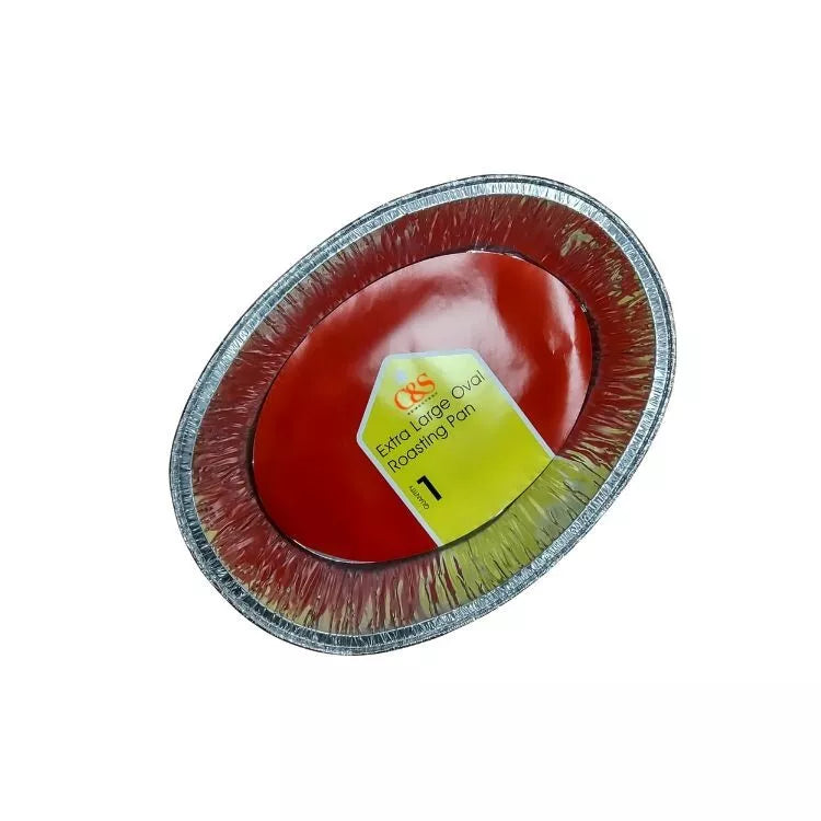 Extra Large Aluminium Oval Tray, Disposable Roasting Pan - 48.6 x 33.5 x 8.5cm