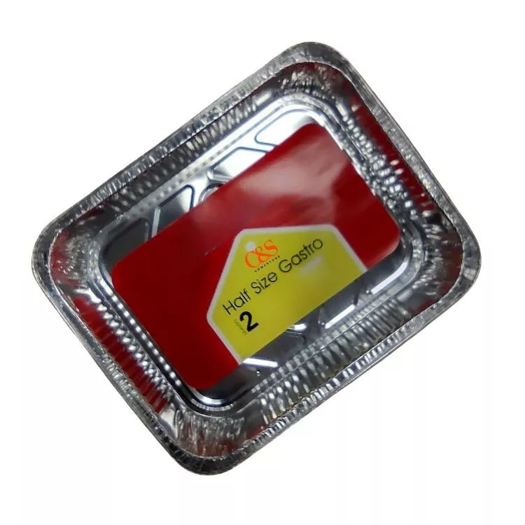 2x Rectangle Aluminium Foil Tray, Durable & Disposable – 33cm x 26cm x 6cm
