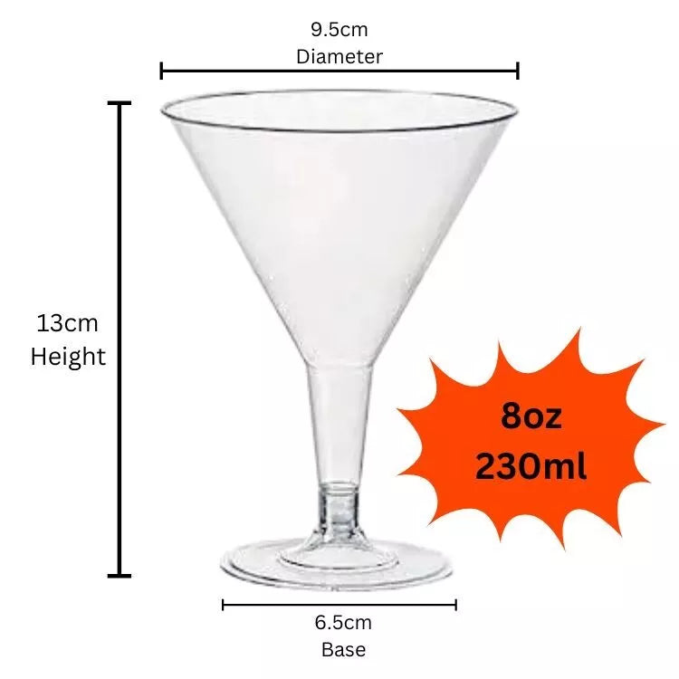 Plastic Party Reusable Martini Glasses - 6 x 8oz/230ml